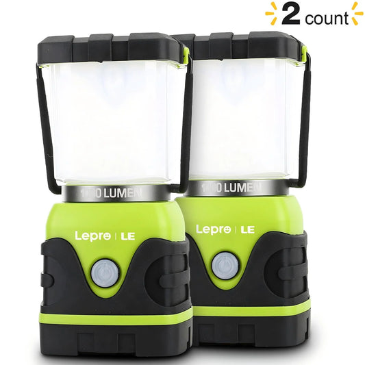 2-Pack Camping Lanterns, 1000 Lumen Tent Lights Battery Powered, 4 Dimmable Light Modes,Emergency Lantern and Flashlight for Power Outage, Emergency, Hiking, Fishing, Tents