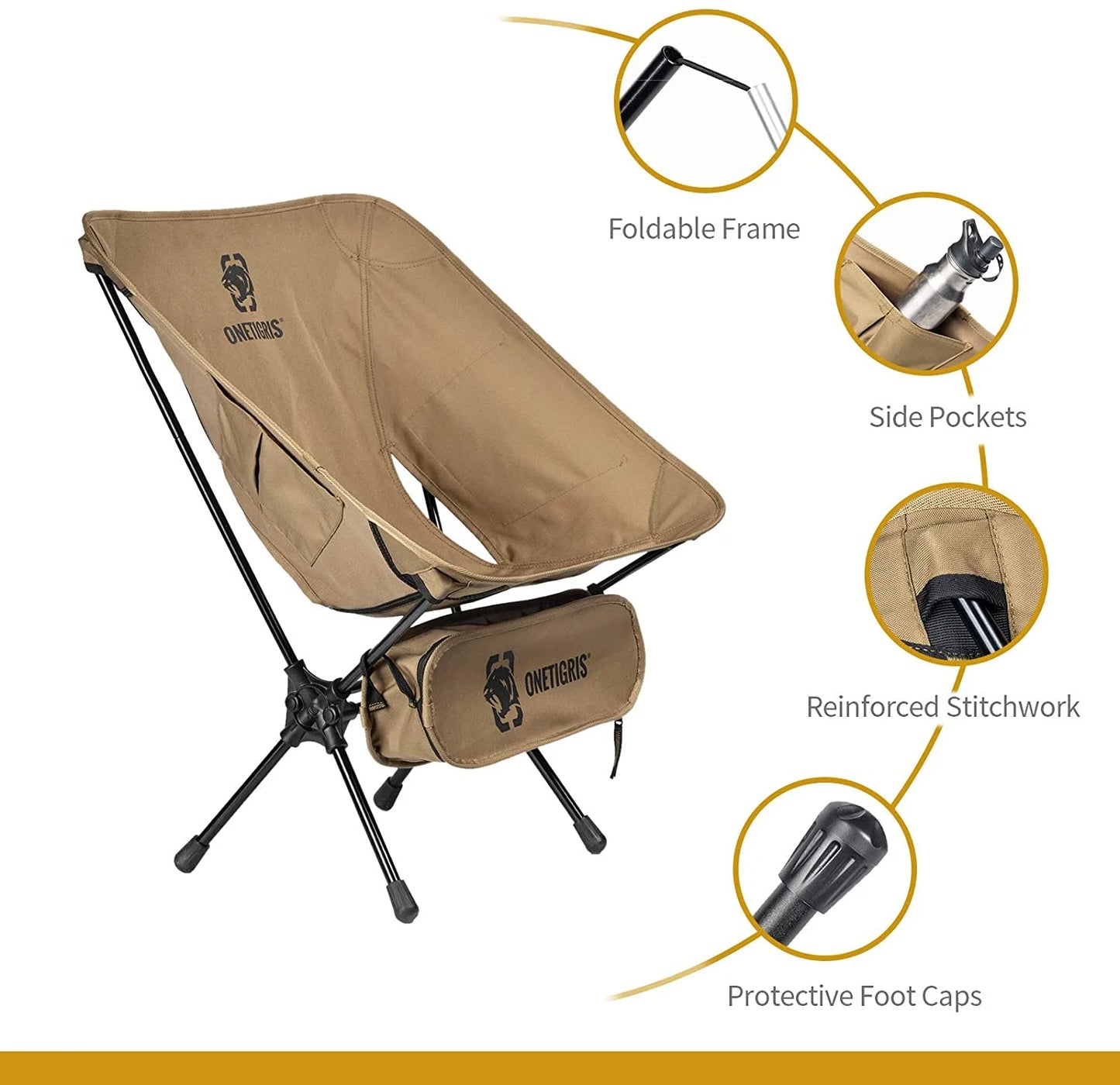 Camping Chair Backpacking , 330 Lbs Capacity, Heavy Duty Compact Portable Folding Chair for Camping Hiking Gardening Travel Beach Picnic Lightweight