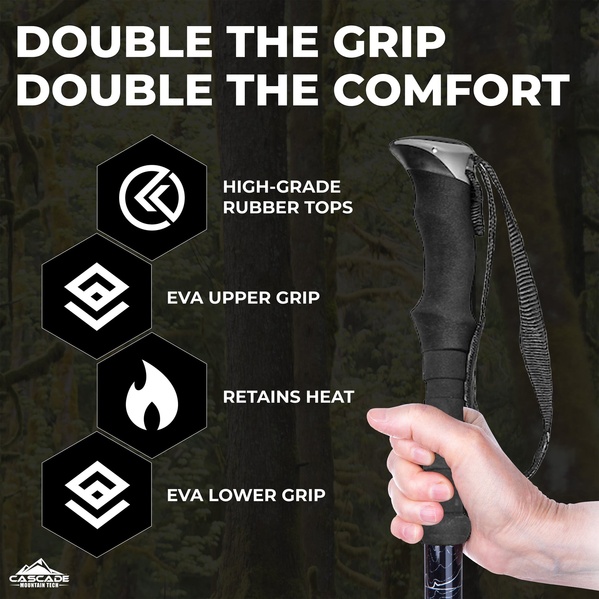 Aircraft-Grade Aluminum Anti-Shock Twist Lock Trekking Poles, Length 26"-54"