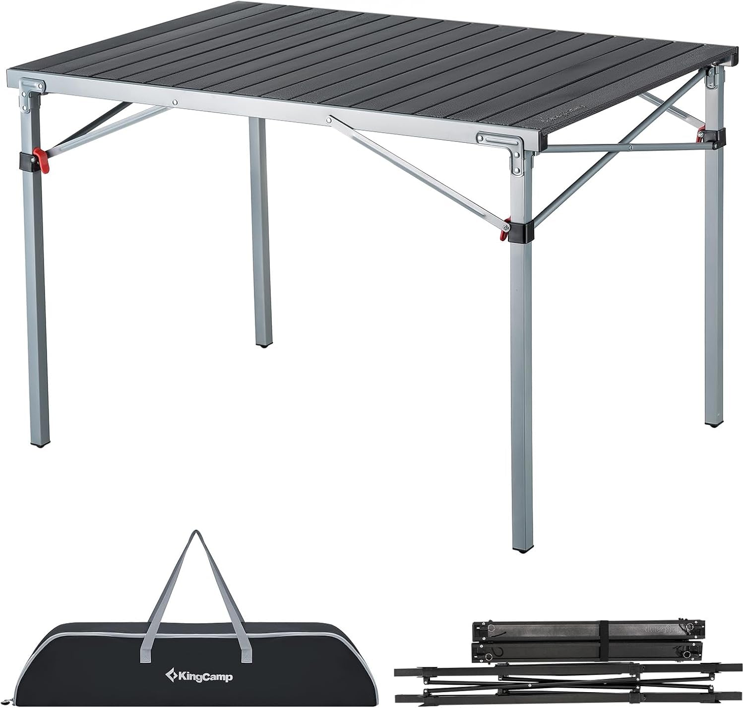 Folding Camping Table, Aluminum Roll-Up Camp Table, Large Foldable Table for 6-8 Person, Outdoor Portable Table with Carry Bag, 180 LBS Heavy Duty Load, Ideal for Picnic, Backyards, BBQ.