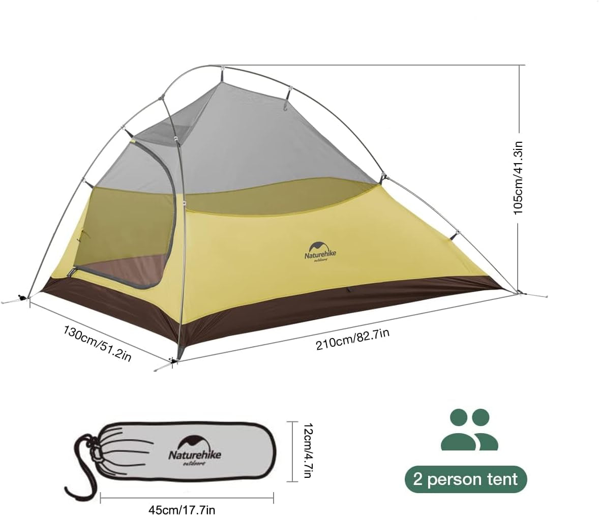 Cloud up Free Standing 2 Person Backpacking Tent Ultralight Nylon Double Layer Camping Tents for Two Person