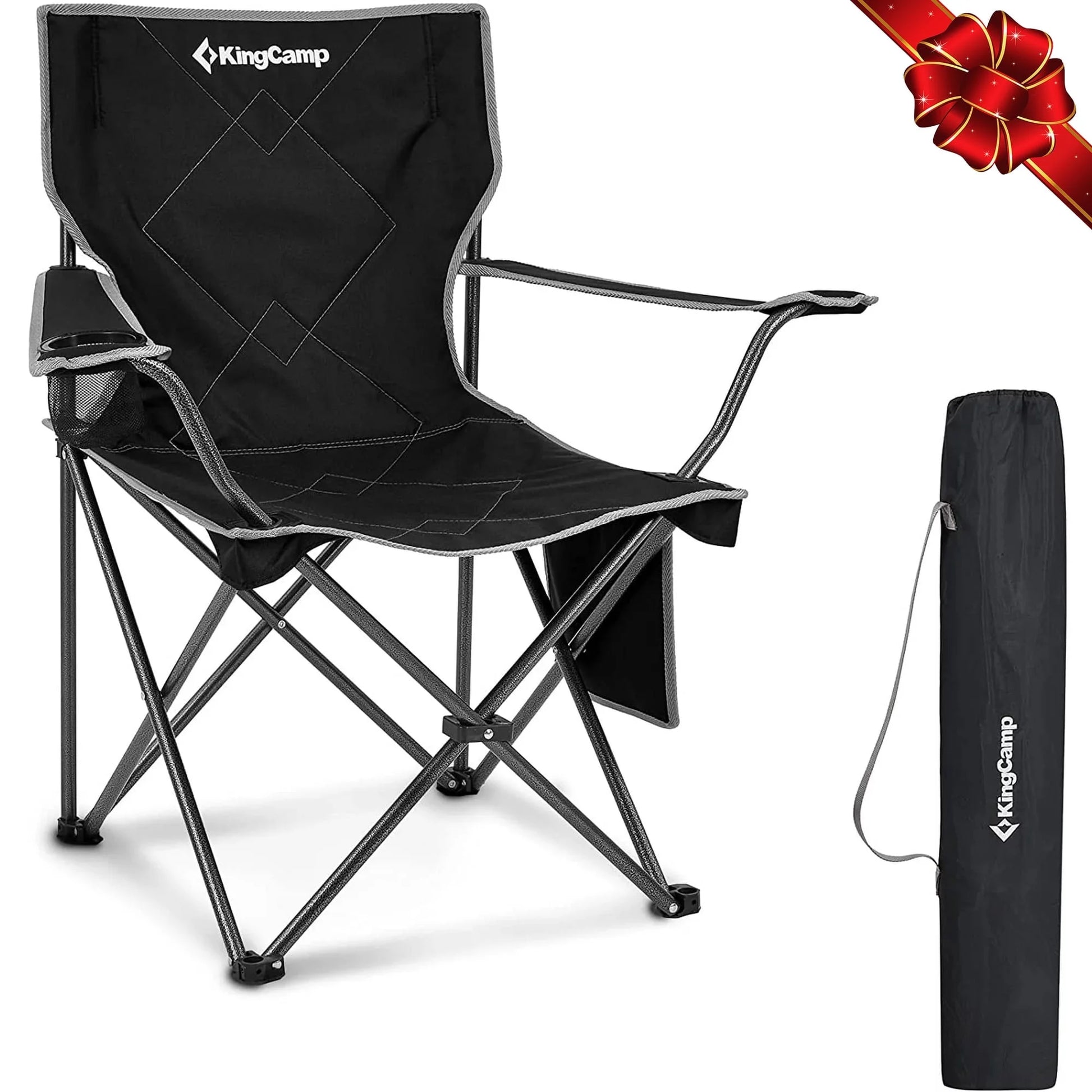 Camping Chairs Clearance for Adults Folding Portable Lawn Chairs for Outdoor Support 220Lbs Black