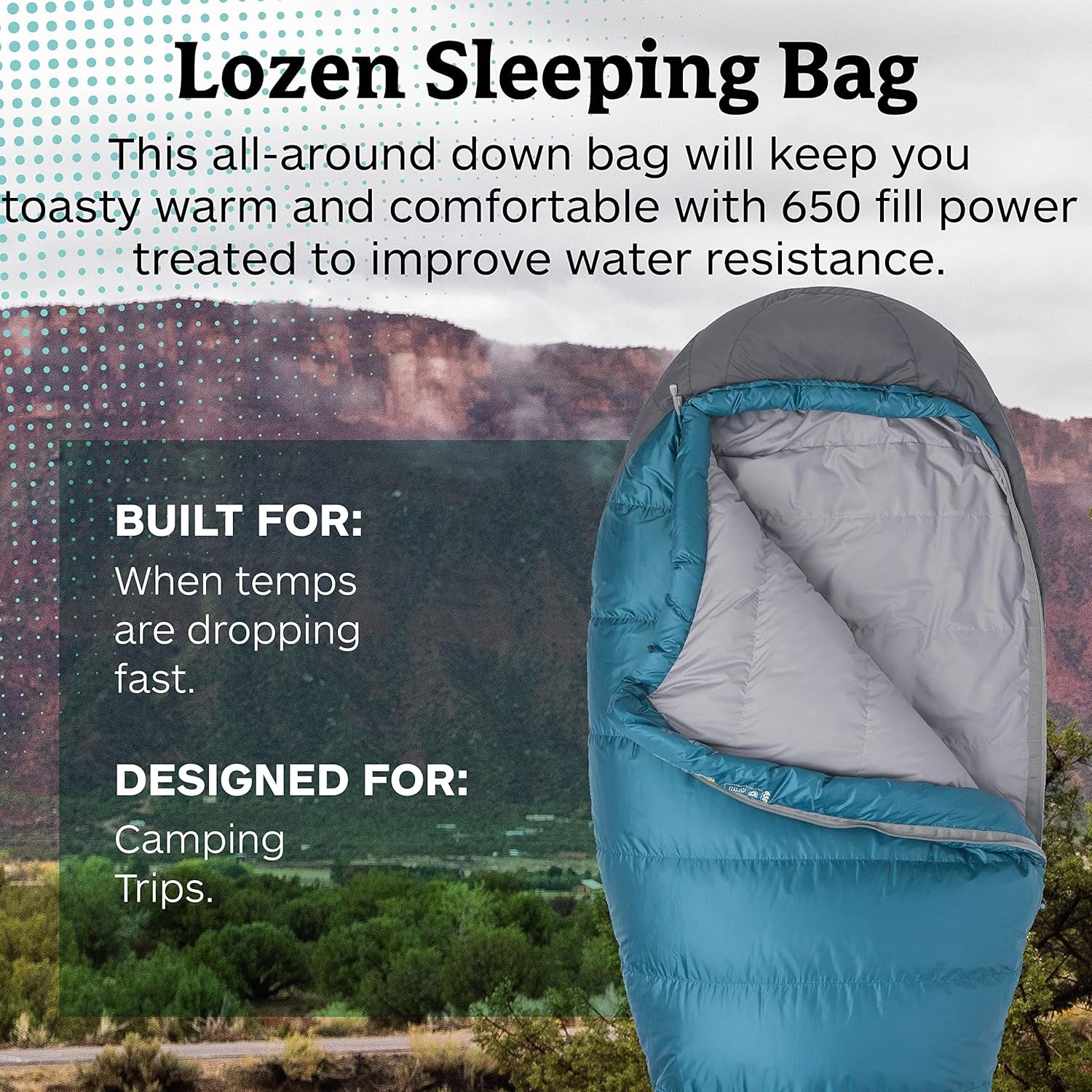 Women'S Lozen 30° Sleeping Bag, 650 Fill down for Camping & Backpacking