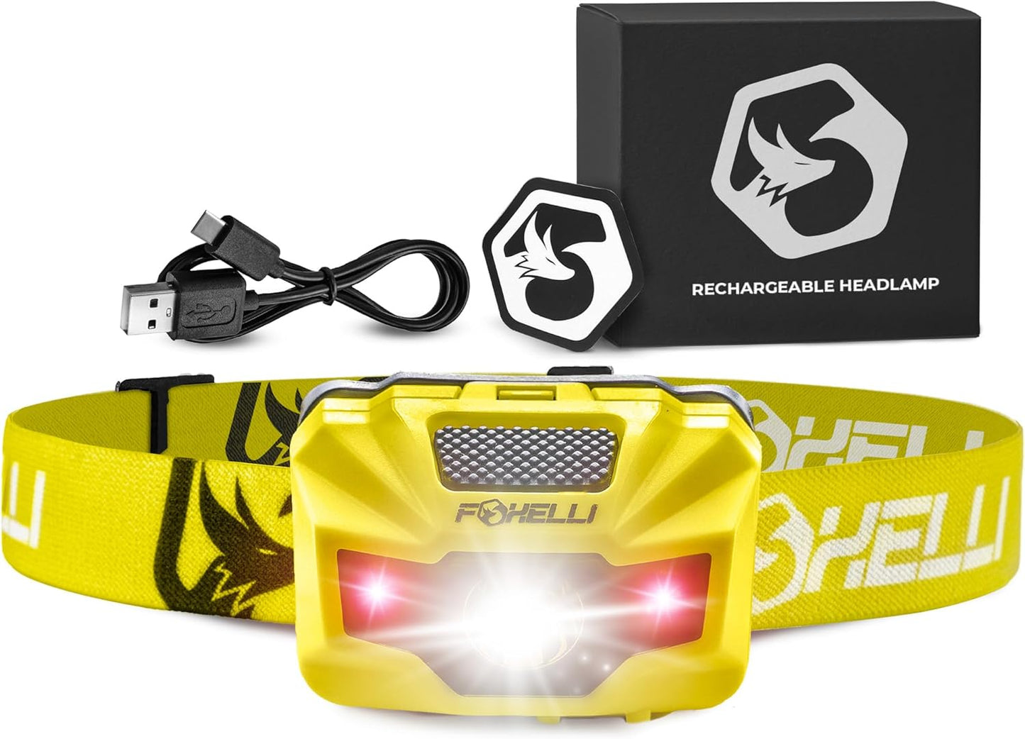 Rechargeable LED Headlamp – Ultralight, Waterproof, and USB Rechargeable Headlamp with Red Light for Running, Camping, Hiking & Outdoors