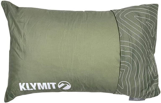 Drift Camping Pillow, Shredded Memory Foam Travel Pillow with Reversible Cover for Outdoor Use, Green, Regular