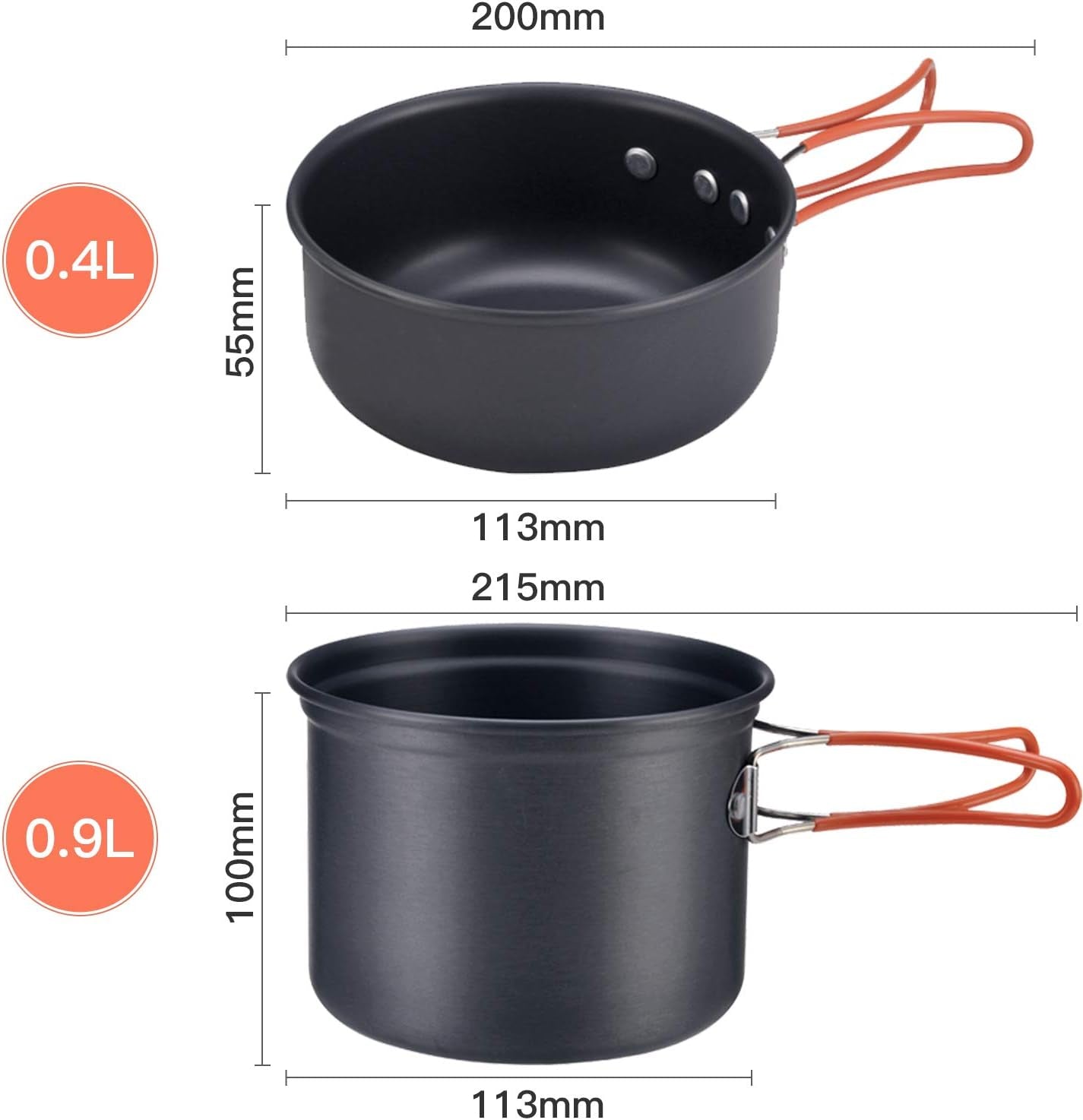 24/13/11/8/4 PCS Camping Cookware Mess Kit Lightweight Backpacking Cooking Set Outdoor Cook Gear for Family Hiking, Picnic(Kettle, Pot, Frying Pan, Bowls, Plates, Spoon)