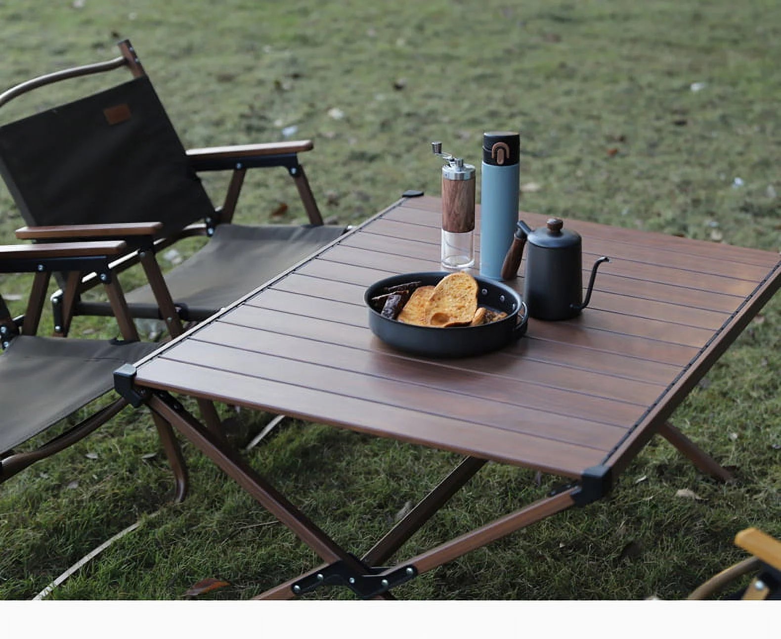 Aluminum Roll-Top Camping Table, Dark Brown