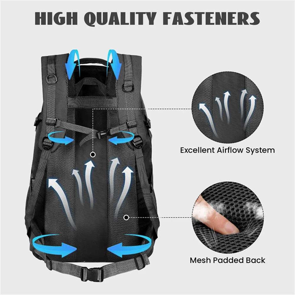 60L Bag, Hiking Backpacks for Adults, Travel Backpack, Climbing Hiking Bag, Black