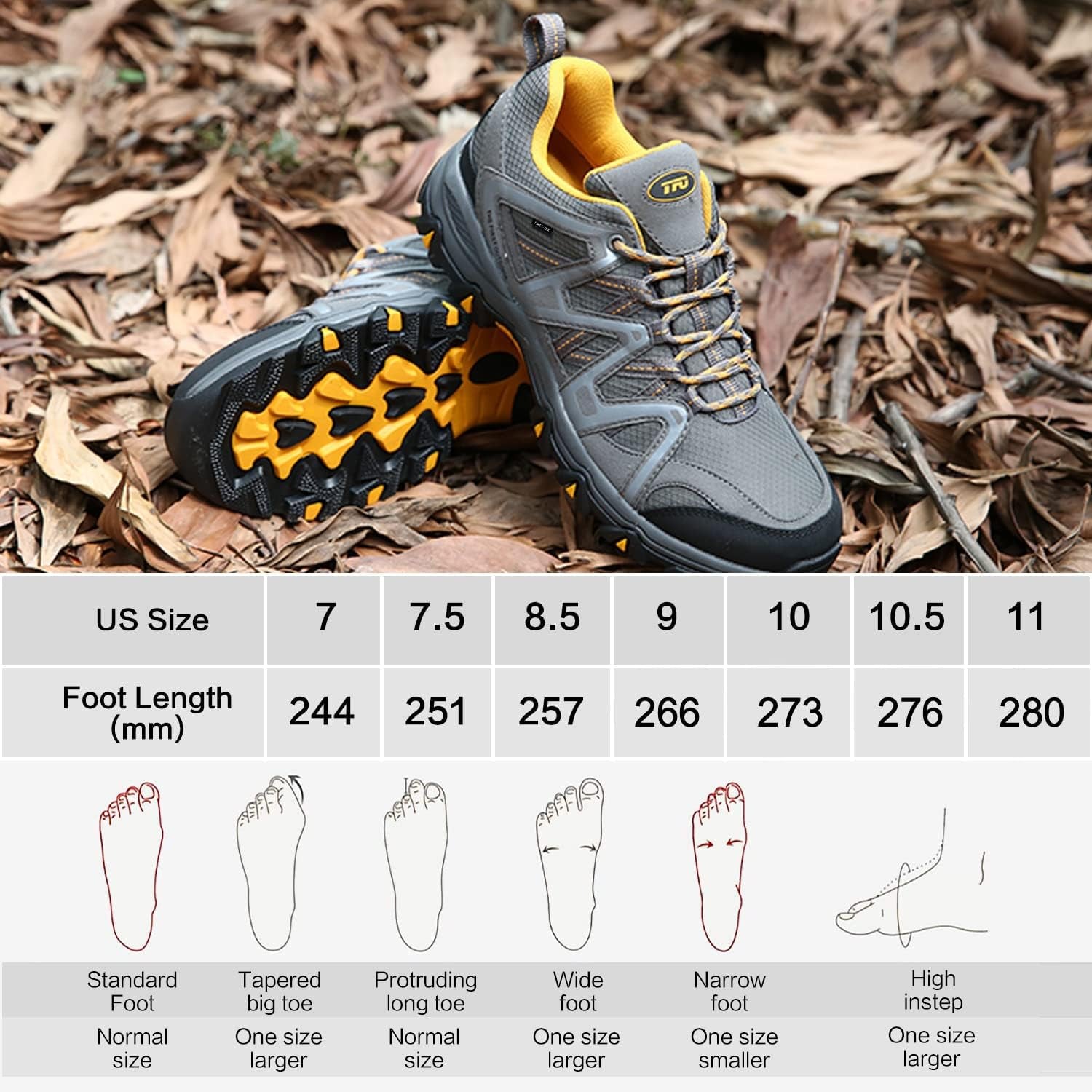 Hiking Shoes Men'S Waterproof Air Circulation Insole Ankle Support Non-Slip Lightweight for Outdoor Trekking Walking