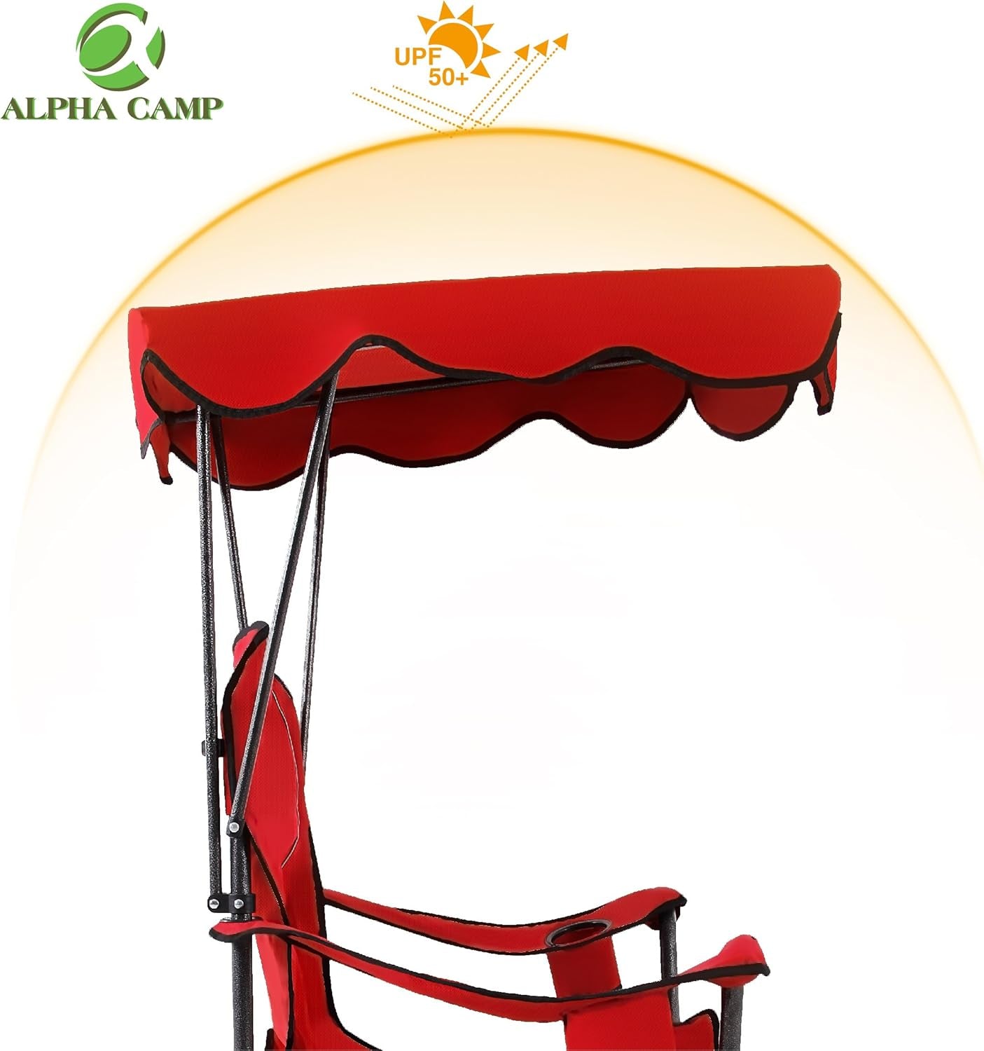 Camp Chairs with Shade Canopy Chair Folding Camping Recliner Support 350 LBS