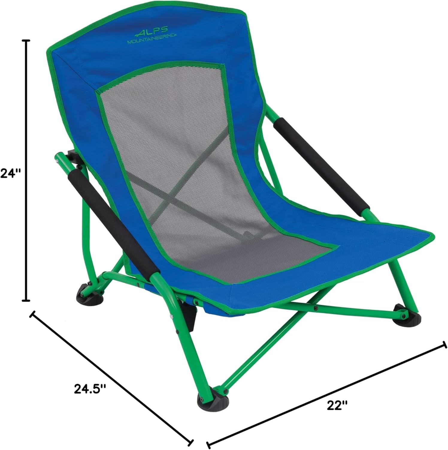 Rendezvous Low Camping Chairs for Adults with Arms, Cool Mesh Center, Powder Coated Steel Frame, Compact Folding Design and Carry Bag