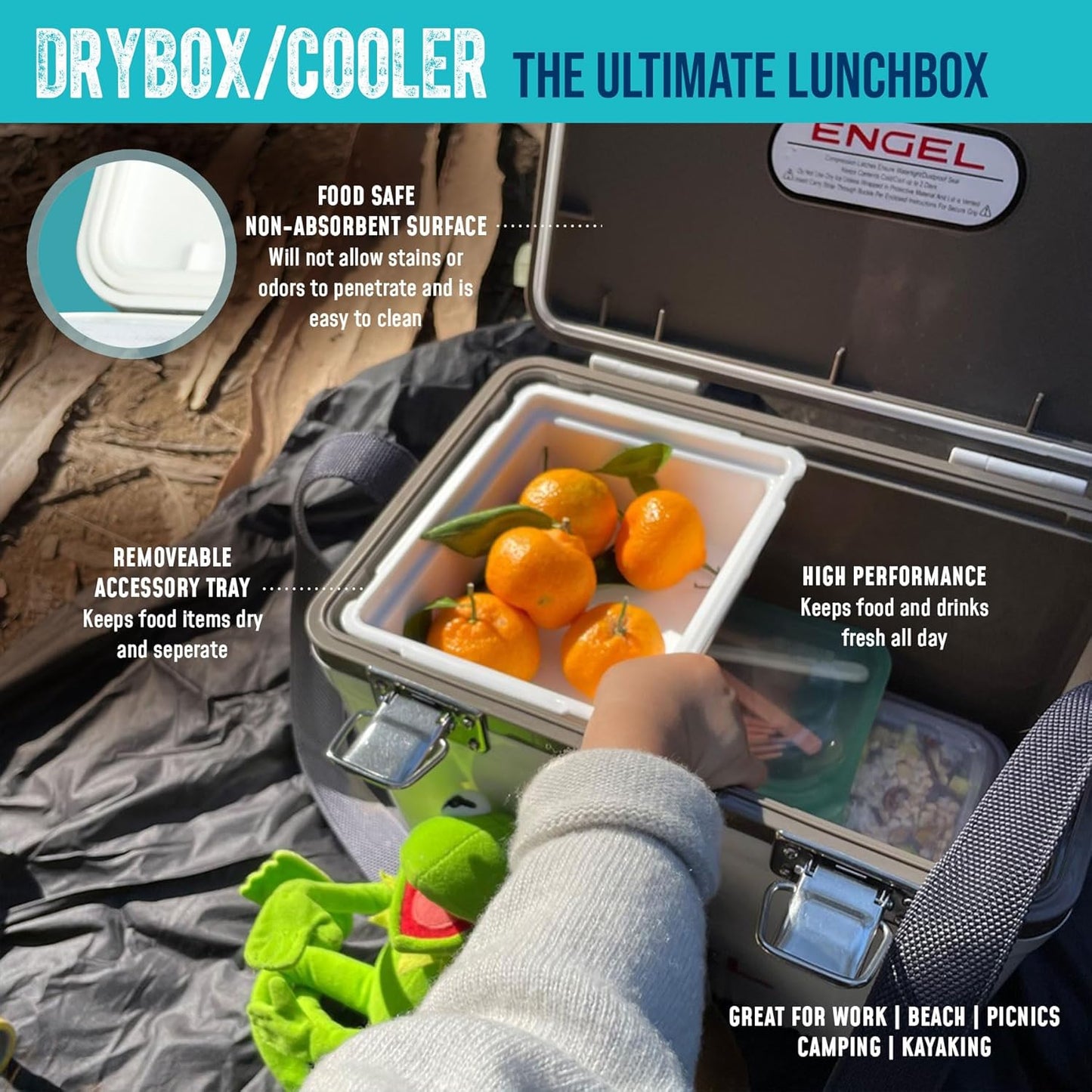 19Qt Leak-Proof, Air Tight, Drybox Cooler and Small Hard Shell Lunchbox for Men and Women