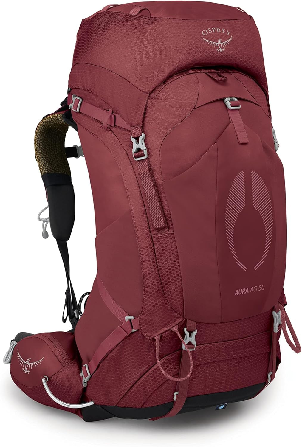 Aura AG 50L Women'S Backpacking Backpack, Berry Sorbet Red, WXS/S