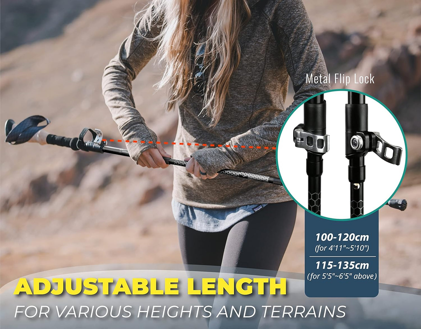 Trek-Z Collapsible Hiking & Trekking Poles - Balance Support for Seniors, Women, and Men, 2Pc per Set