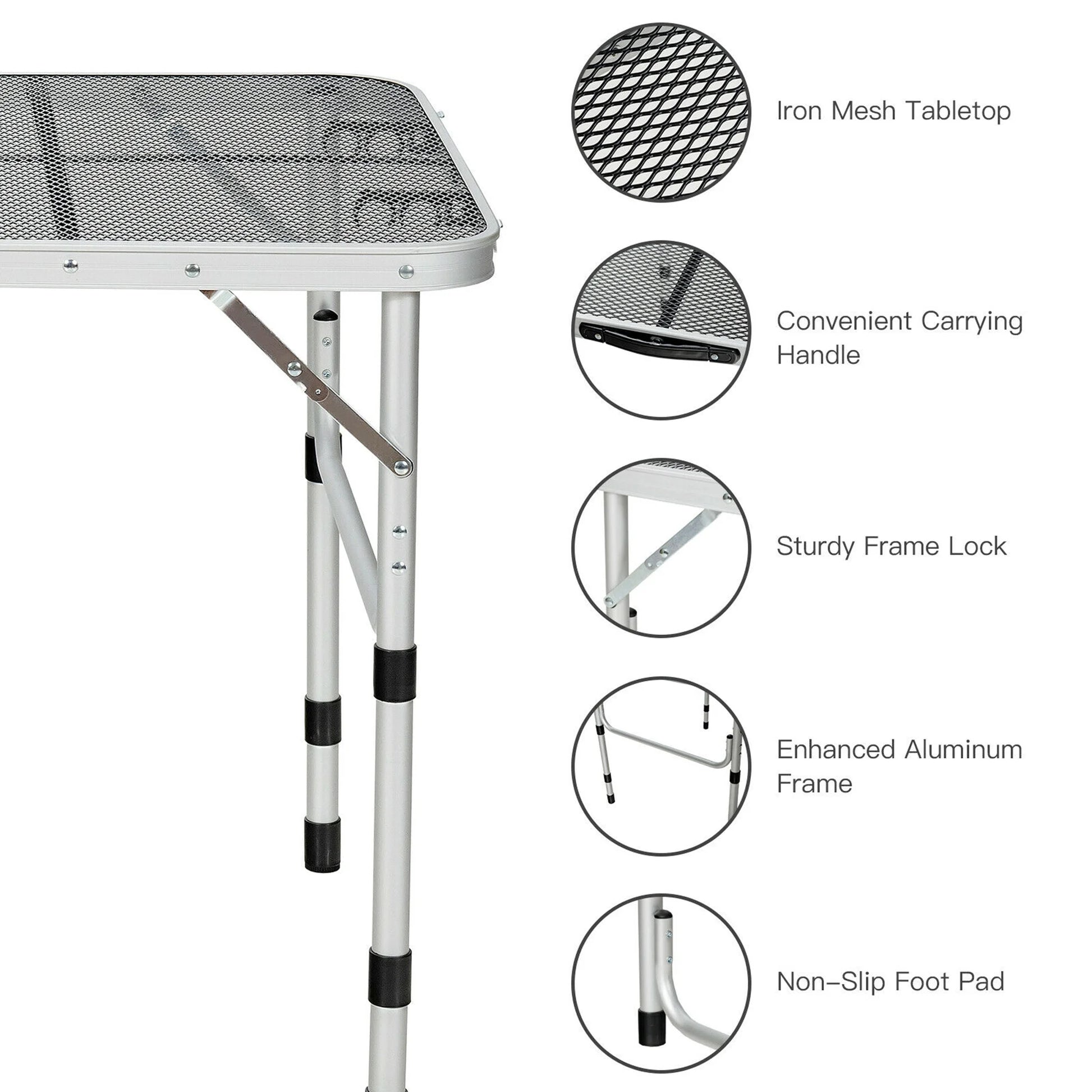 Folding Grill Table for Camping Lightweight Aluminum Metal Grill Stand Table