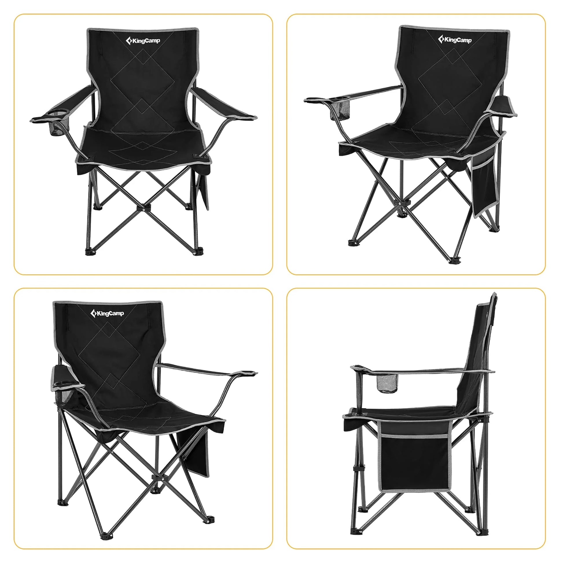 Camping Chairs Clearance for Adults Folding Portable Lawn Chairs for Outdoor Support 220Lbs Black