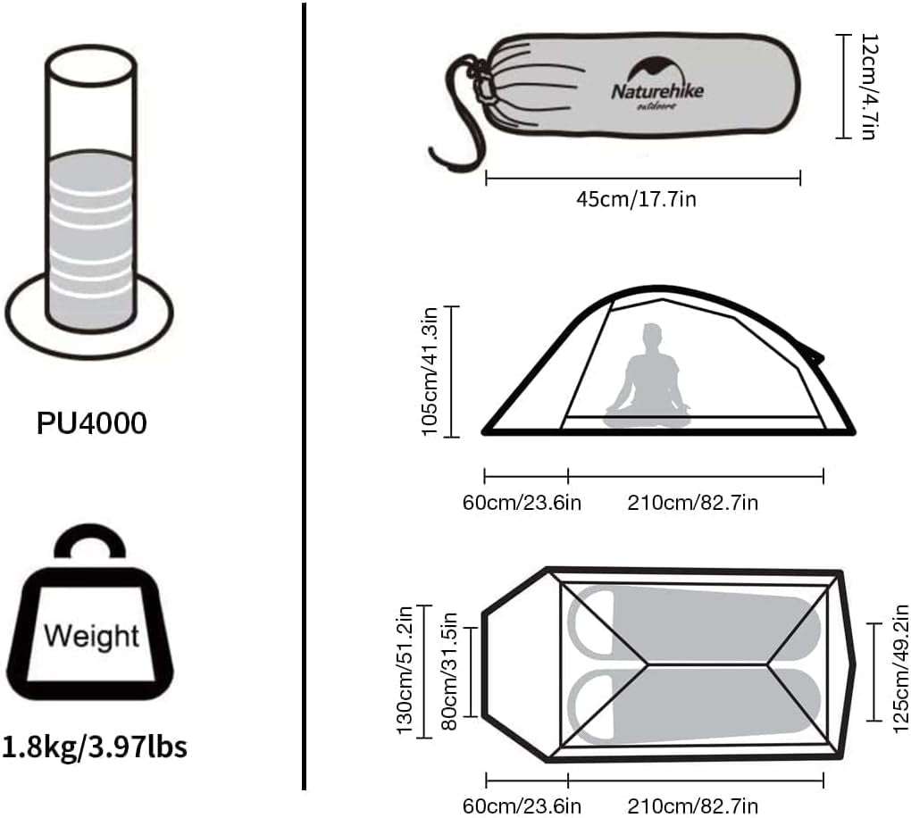 Cloud up Free Standing 2 Person Backpacking Tent Ultralight Nylon Double Layer Camping Tents for Two Person