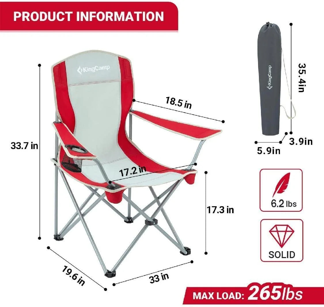 Folding Camping Chairs Portable Beach Chair Light Weight Camp Chairs (RED/GREY)