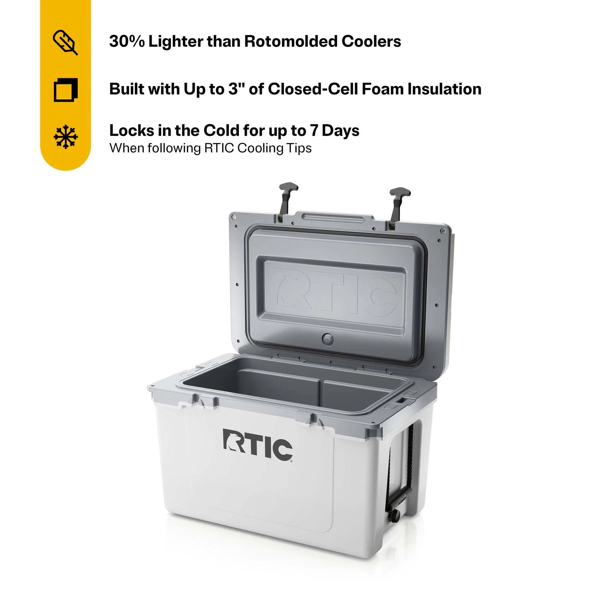 52 QT Ultra-Light Hard-Sided Ice Chest Cooler, Fits 76 Cans, White & Grey