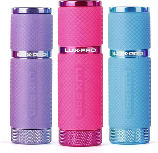 LUX-PRO - Tactical LED Multi Mode Handheld Flashlight, Maximum Brightness, LP395 Gels Glow-In-The-Dark 9 LED Flashlight - PINK,PURPLE & BLUE