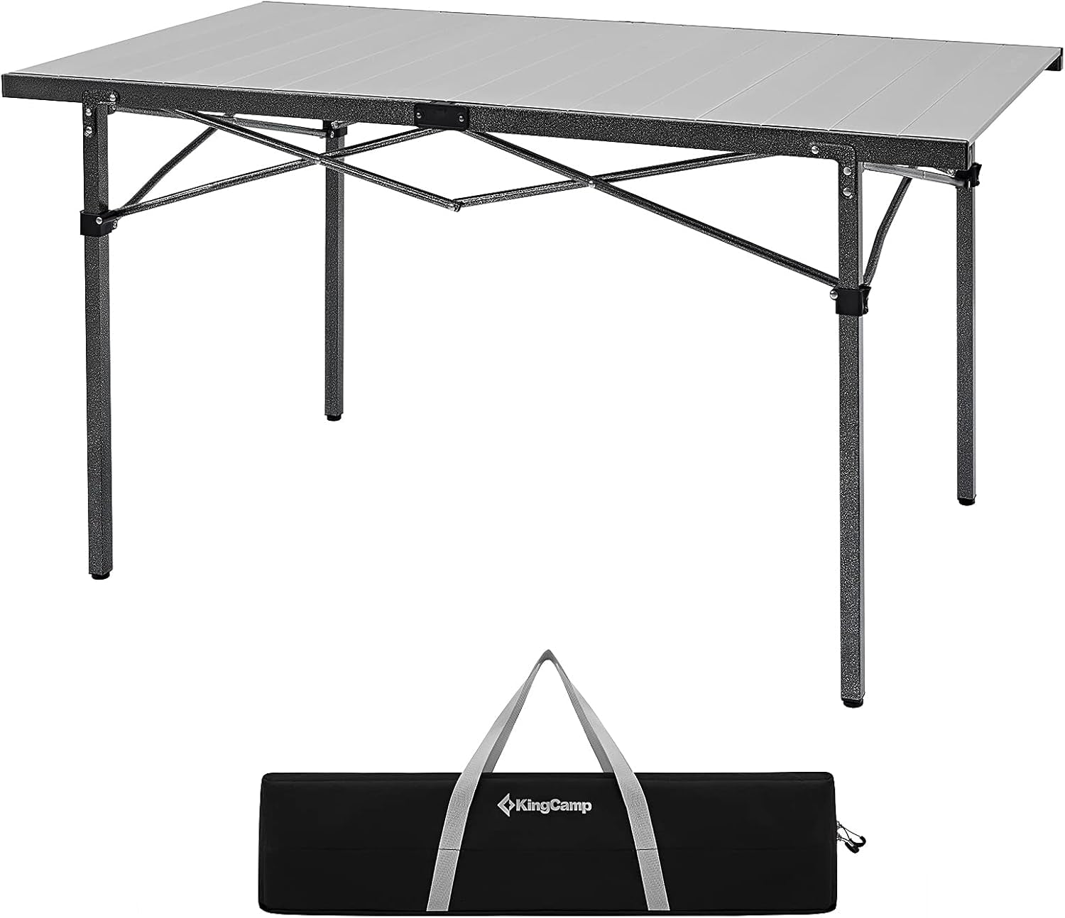 Folding Camping Table, Aluminum Roll-Up Camp Table, Large Foldable Table for 6-8 Person, Outdoor Portable Table with Carry Bag, 180 LBS Heavy Duty Load, Ideal for Picnic, Backyards, BBQ.