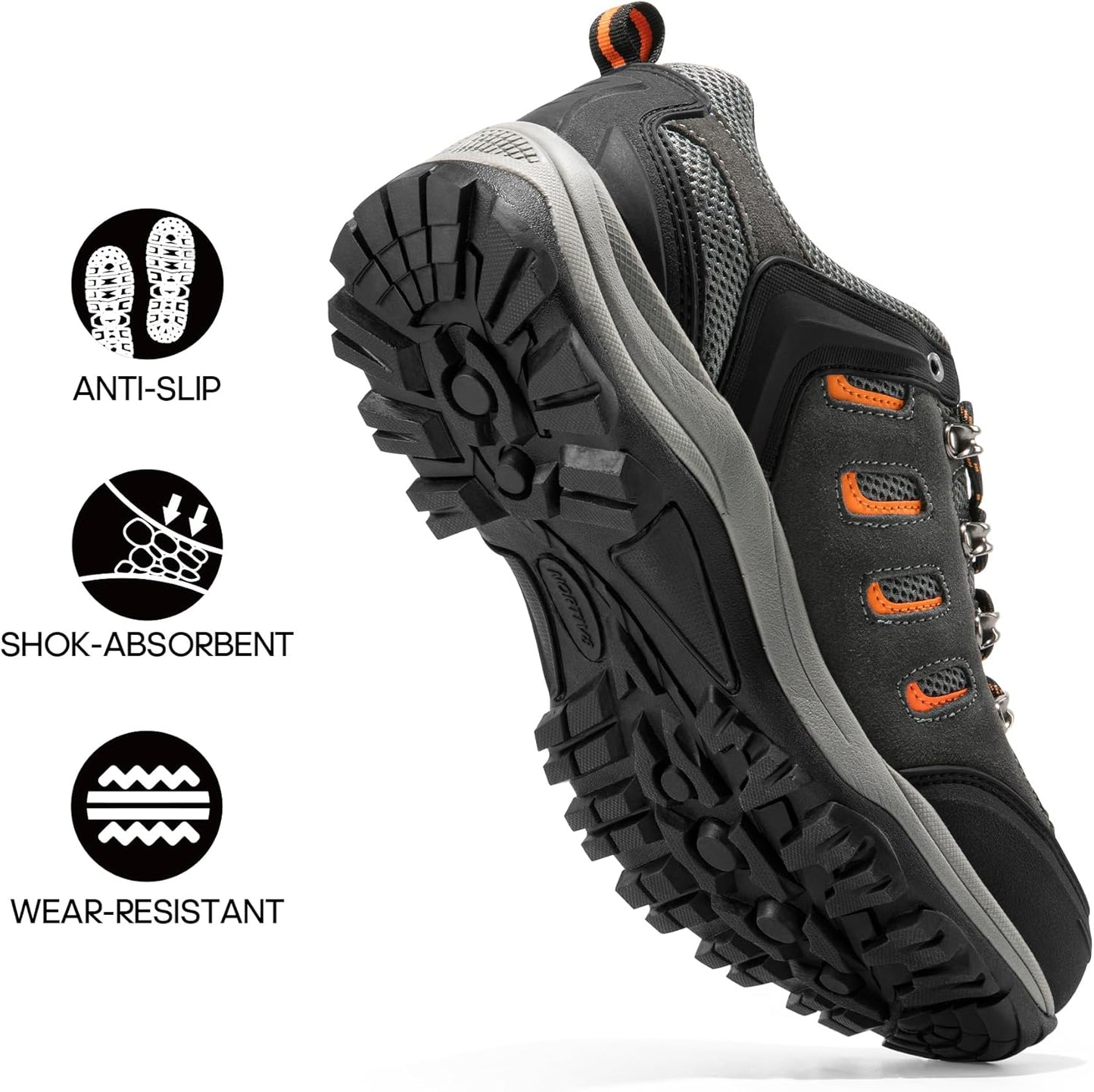 Men'S Waterproof Hiking Shoes Leather Low-Top Hiking Shoes for Outdoor Trailing Trekking Camping Walking Quest