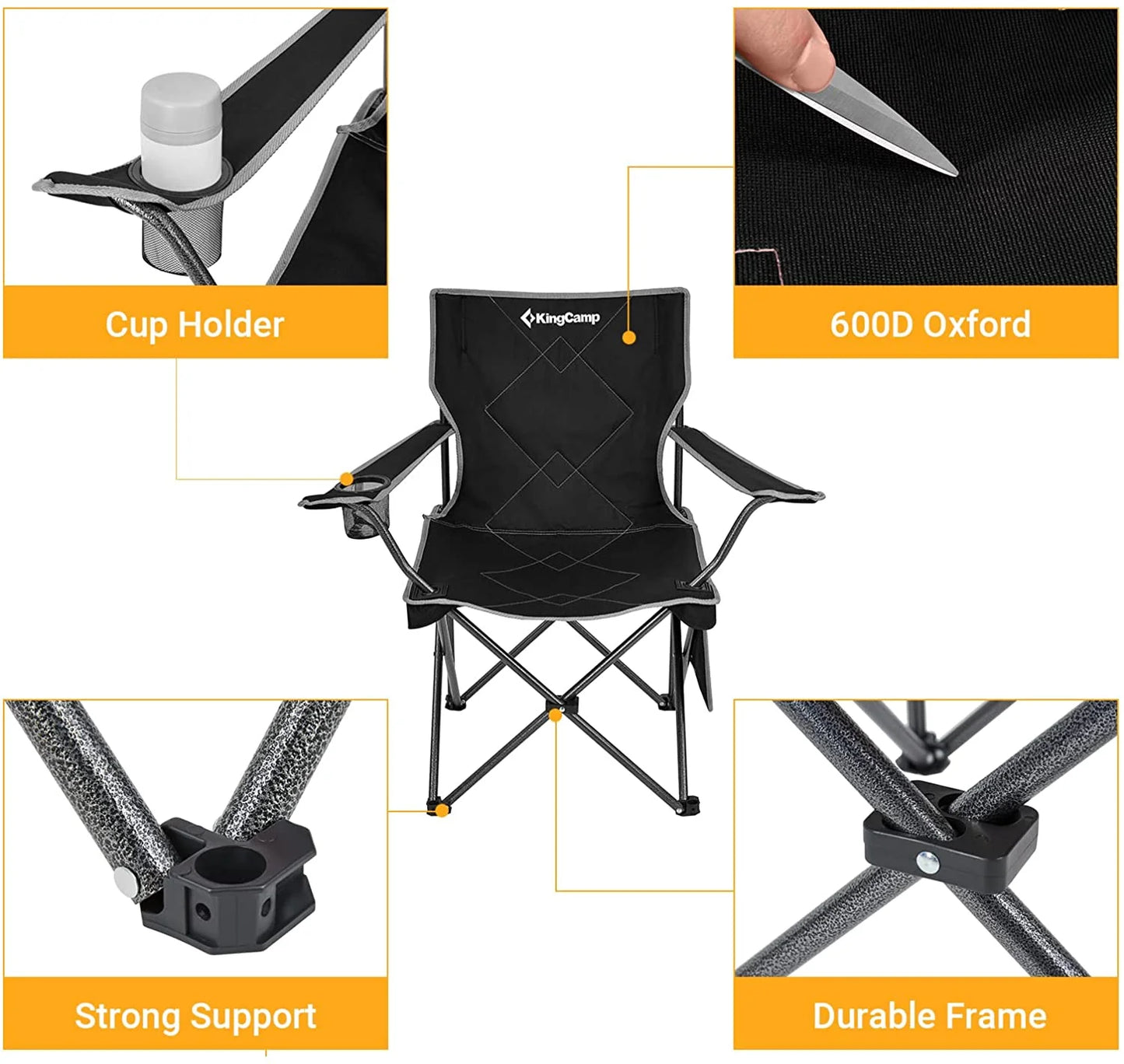 Camping Chairs Clearance for Adults Folding Portable Lawn Chairs for Outdoor Support 220Lbs Black