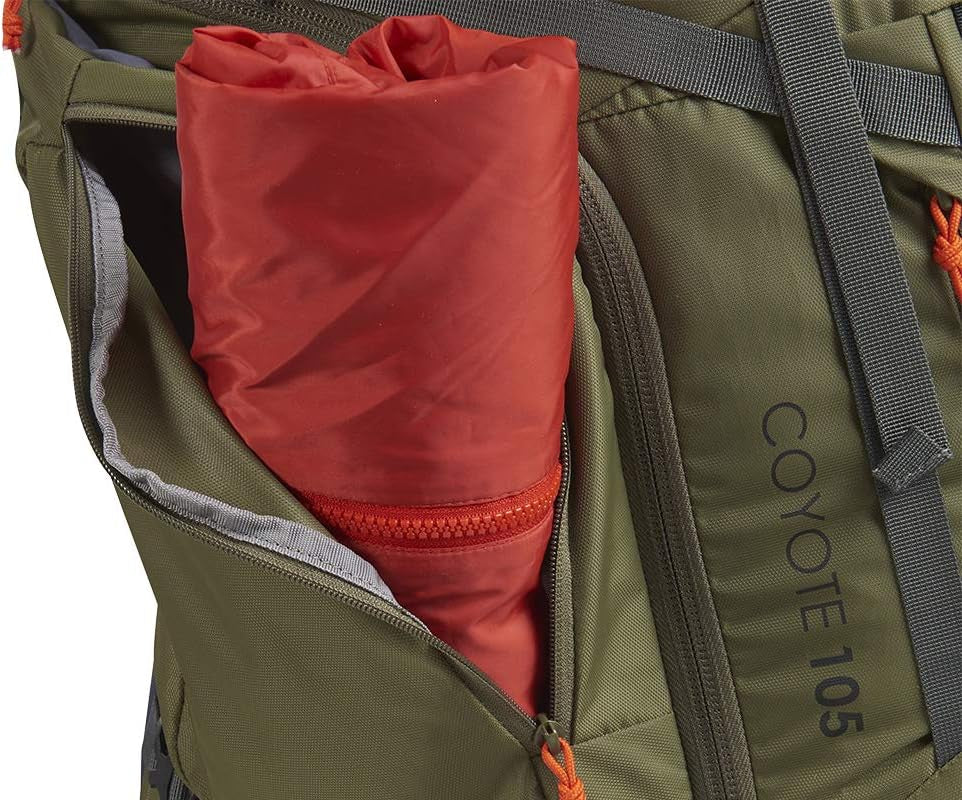 Coyote 60-105 Liter Internal Frame Backpack - Hiking, Backpacking, Travel, Hydration Compatible, Fully Adjustable (105L / Dark Olive)