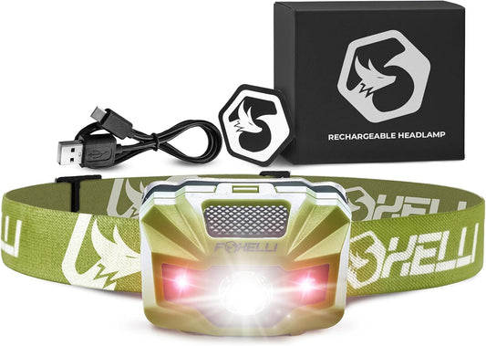 Rechargeable LED Headlamp – Ultralight, Waterproof, and USB Rechargeable Headlamp with Red Light for Running, Camping, Hiking & Outdoors