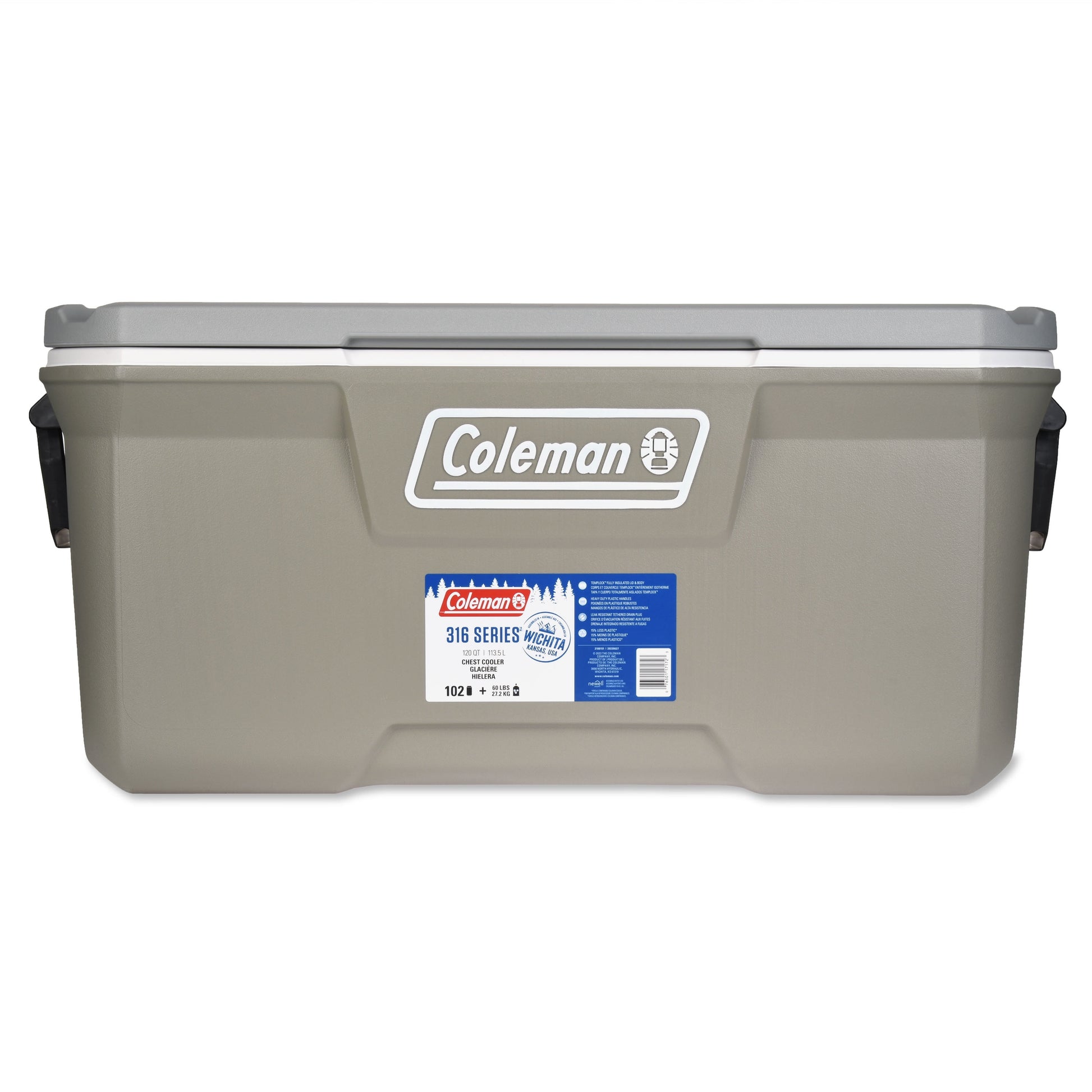 316 Series 120QT Hard Chest Cooler, Silver Ash