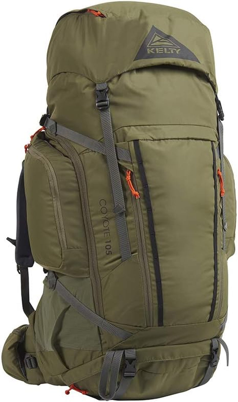 Coyote 60-105 Liter Internal Frame Backpack - Hiking, Backpacking, Travel, Hydration Compatible, Fully Adjustable (105L / Dark Olive)