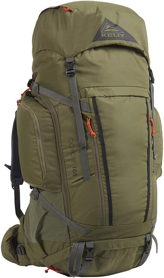 Coyote 60-105 Liter Internal Frame Backpack - Hiking, Backpacking, Travel, Hydration Compatible, Fully Adjustable (105L / Dark Olive)