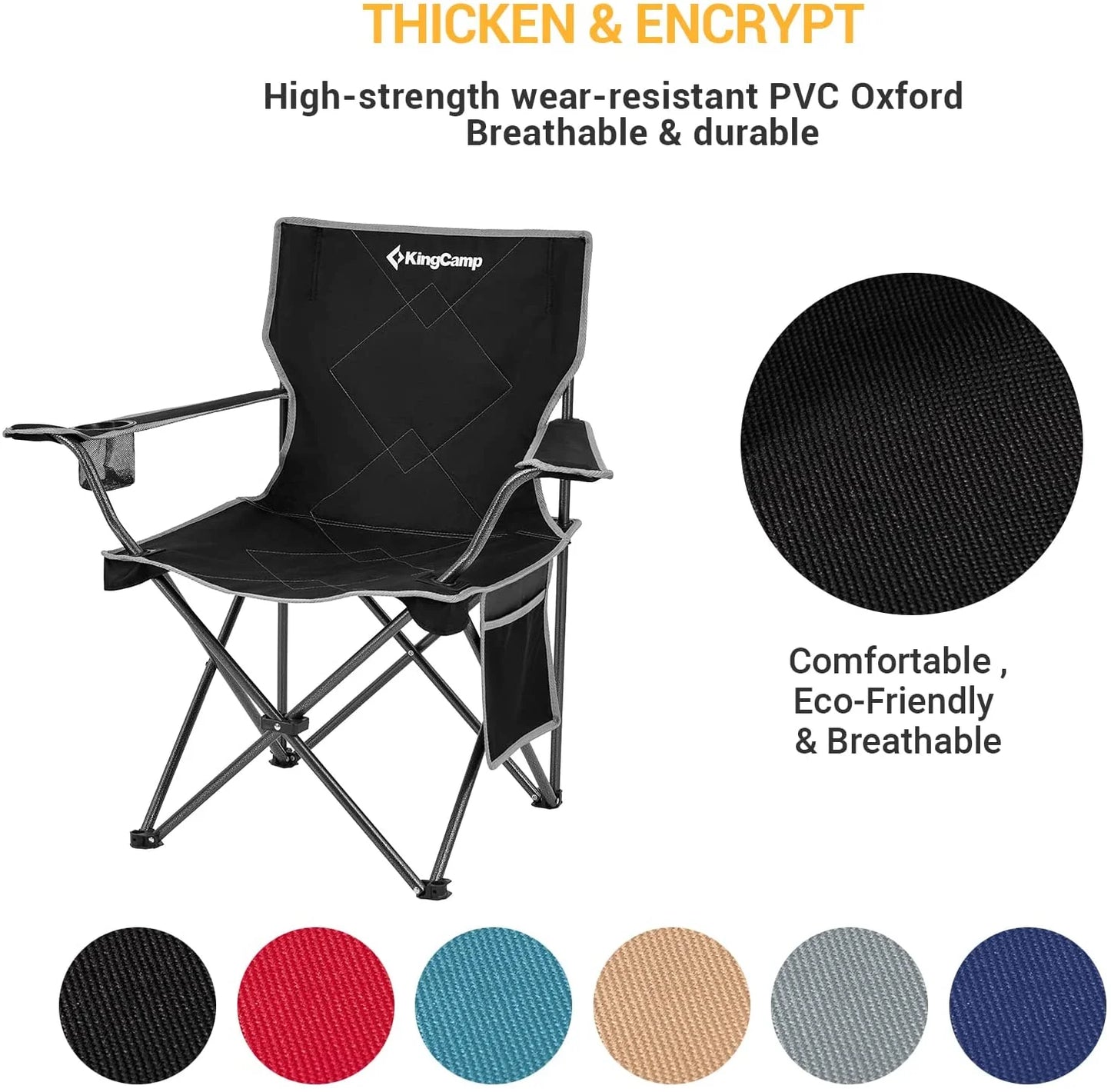 Camping Chairs Clearance for Adults Folding Portable Lawn Chairs for Outdoor Support 220Lbs Black