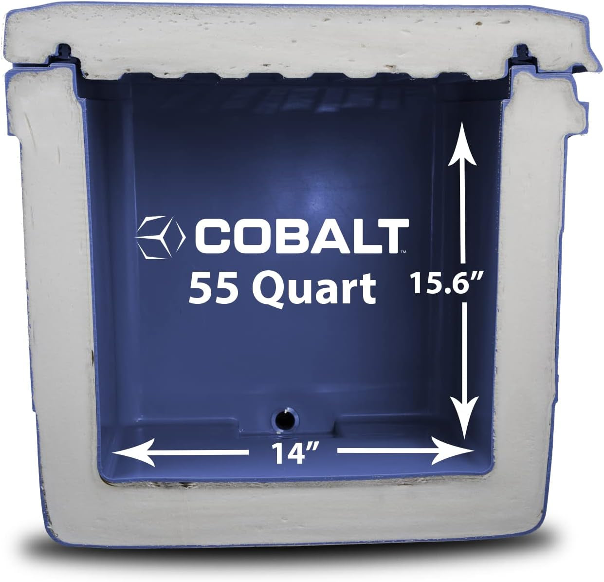 Cobalt 55 Quart Roto Molded Super Ice Cooler | Large Ice Chest Holds Ice up to 3 Days |