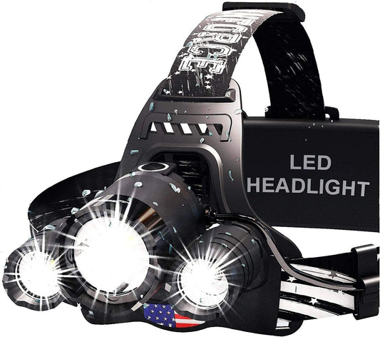 Headlamp. USB Rechargeable LED Head Lamp. Ultra Bright CREE 1080 Lumen Headlamp Flashlight + Red Light. Headlamps for Adults, Camping, Outdoors & Hard Hat Light. Zoomable IPX54 Headlight