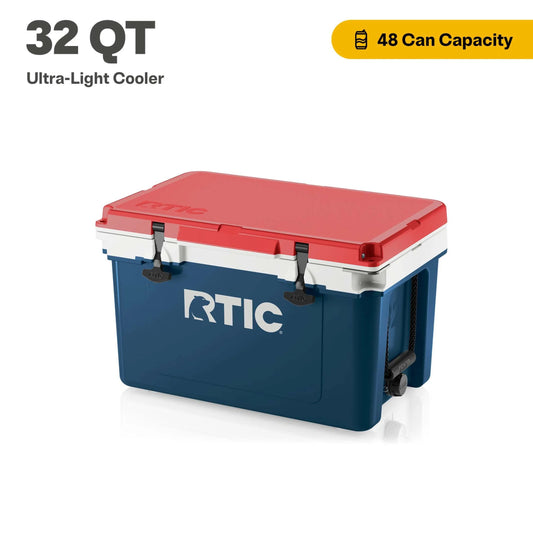 32 QT Ultra-Light Hard-Sided Ice Chest Cooler, Fits 48 Cans, Patriot