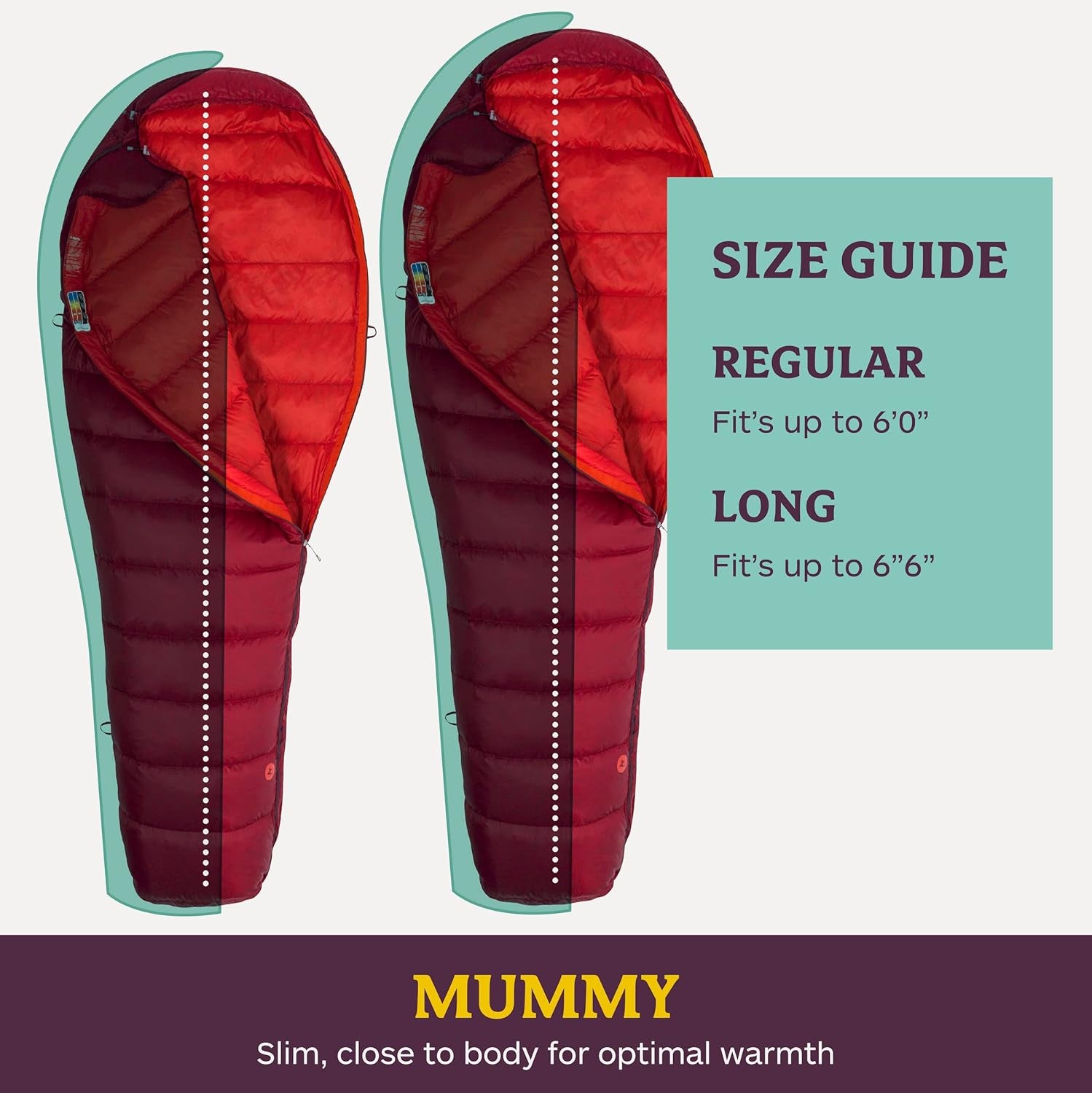 Micron 40 Sleeping Bag | Water-Resistent, Packable, Breathable, Sienna Red/Tomato, Regular