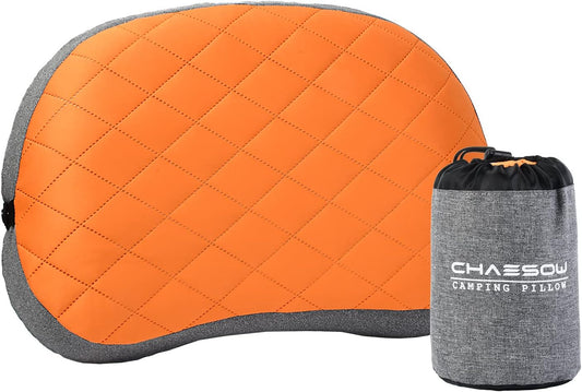 Camping Pillow - Ultralight and Portable Inflatable Pillow for Camping, Travel Pillow with Removable and Washable Cover, Ergonomic Camp Pillow Neck & Lumbar Support, Pillows for Camping, Hiking