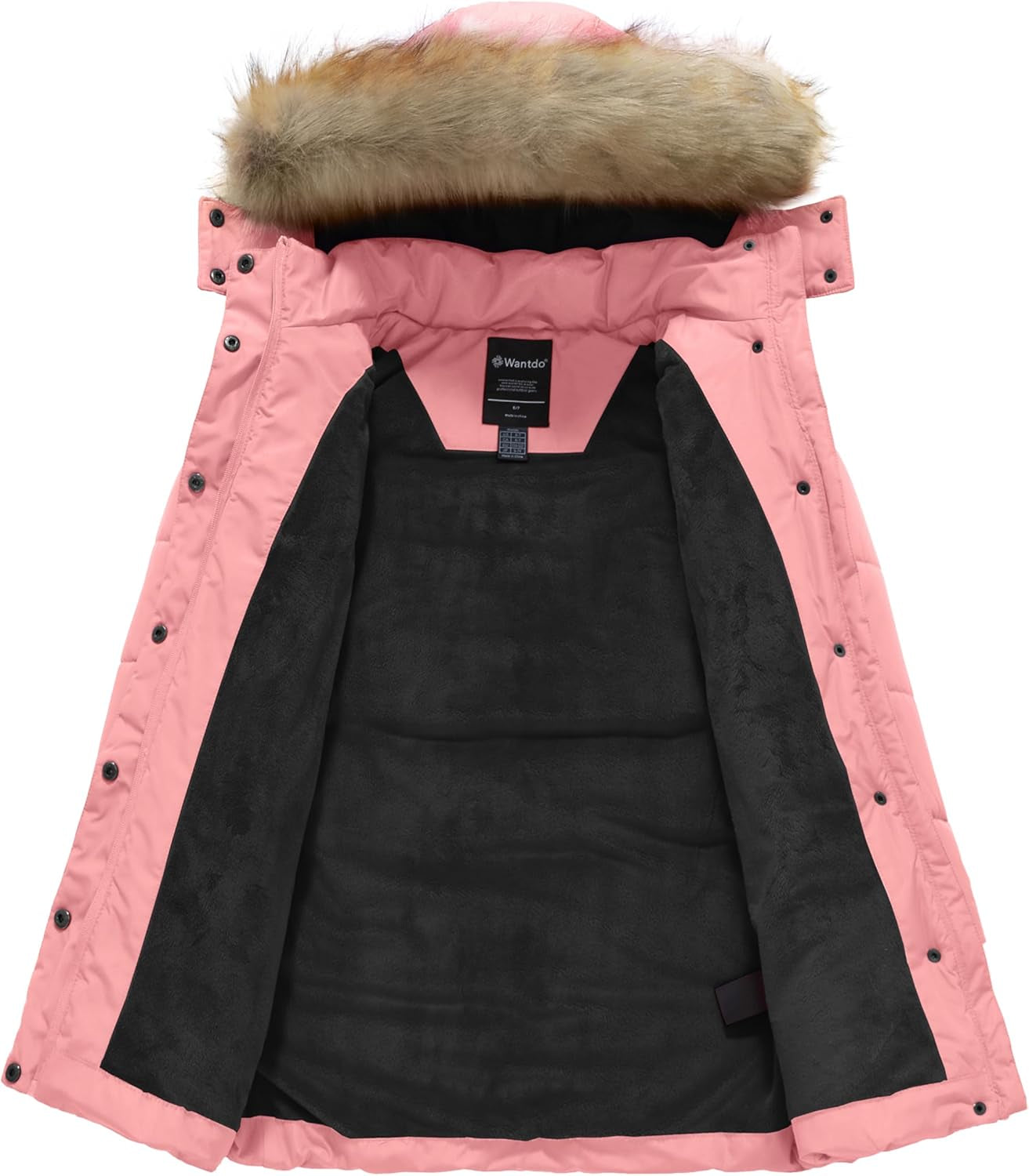 Girl'S Winter Jacket Long Puffer Coat Fleece Outerwear Jacket with Hood Waterproof