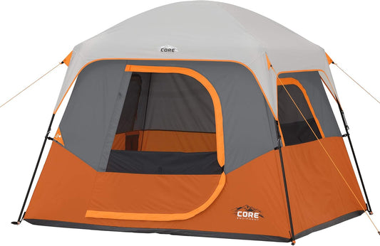 4 Person & 6 Person Cabin Tents | Portable Camp Tent with Carry Bag for Outdoor Car Camping | Included Gear Loft Organizer for Camping Accessories