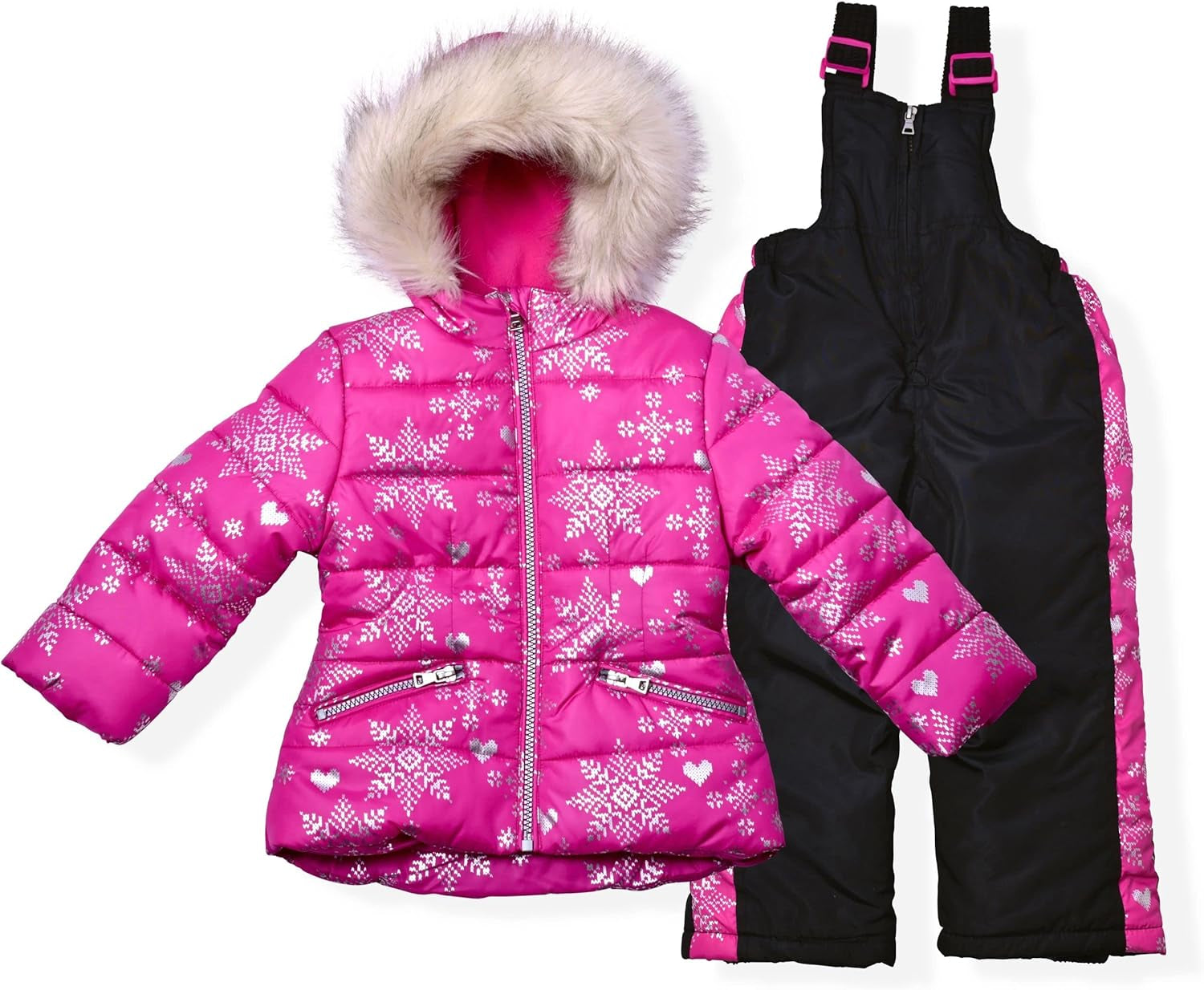 Little Girls Bib Snow Pants and Ski Jacket Water-Resistant Snowsuit for Kids Winter Jacket for Girls