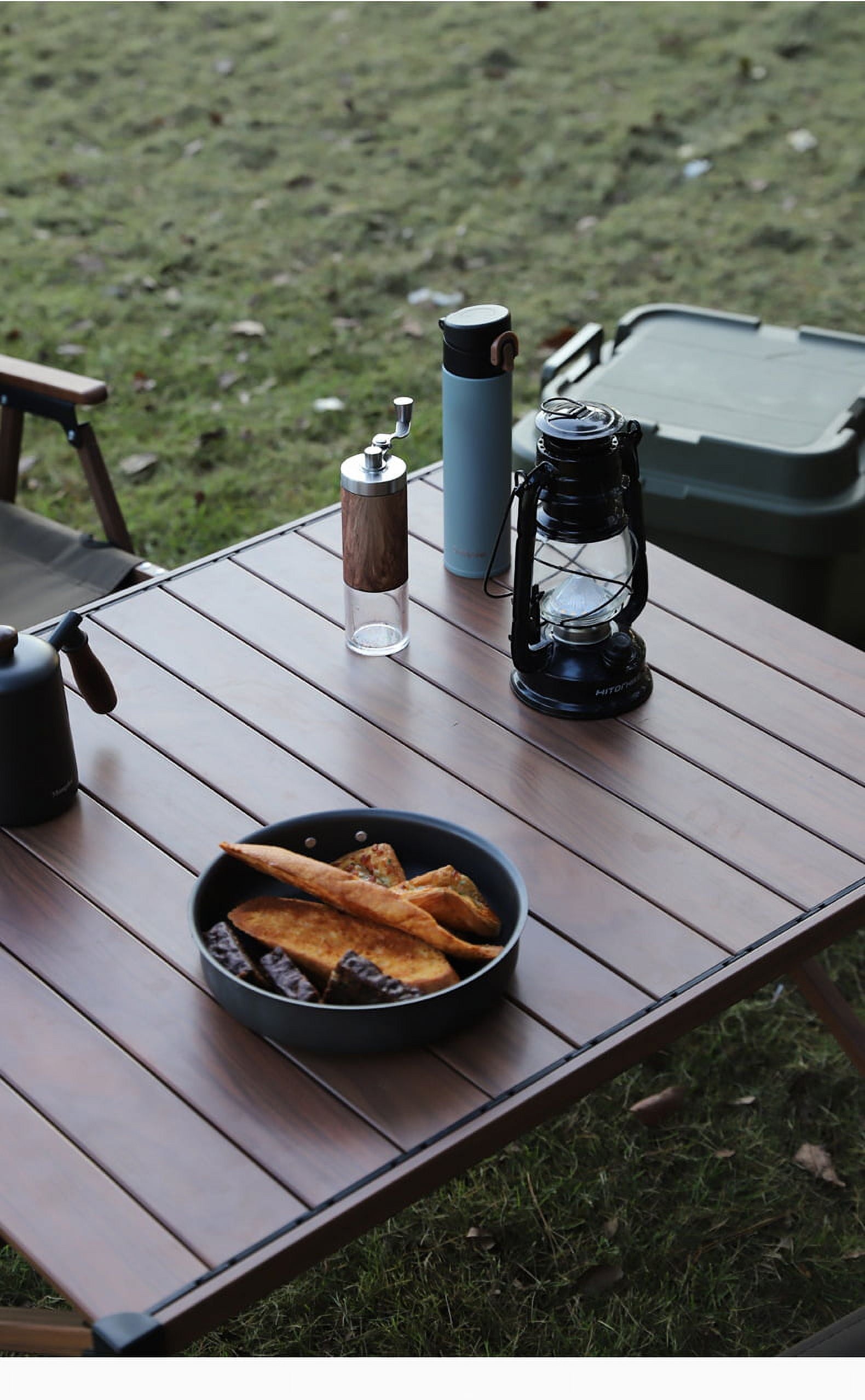 Aluminum Roll-Top Camping Table, Dark Brown