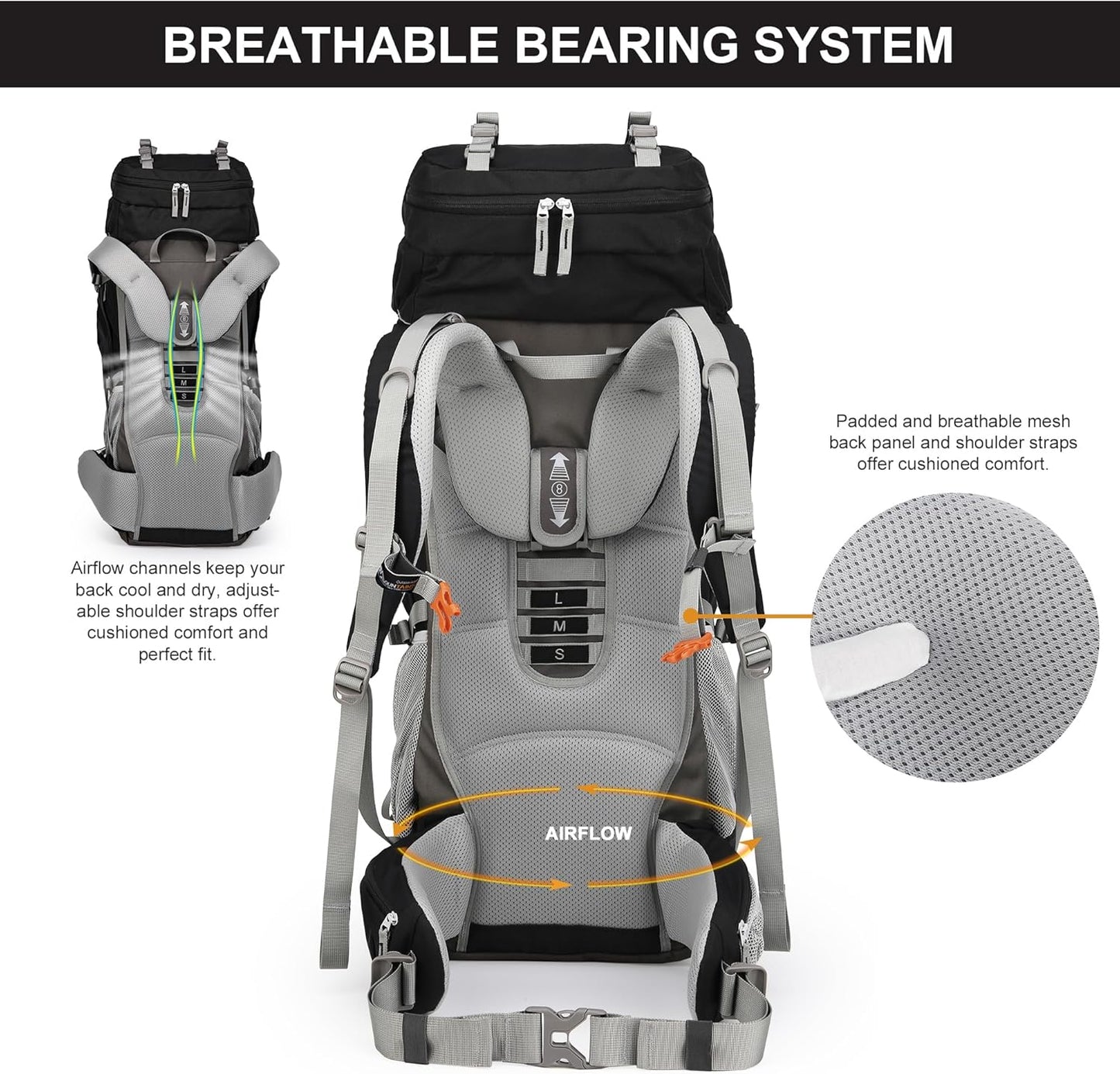 70L Internal Frame Backpack Camping Backpacking Hiking Backpack for Men Women with Rain Cover