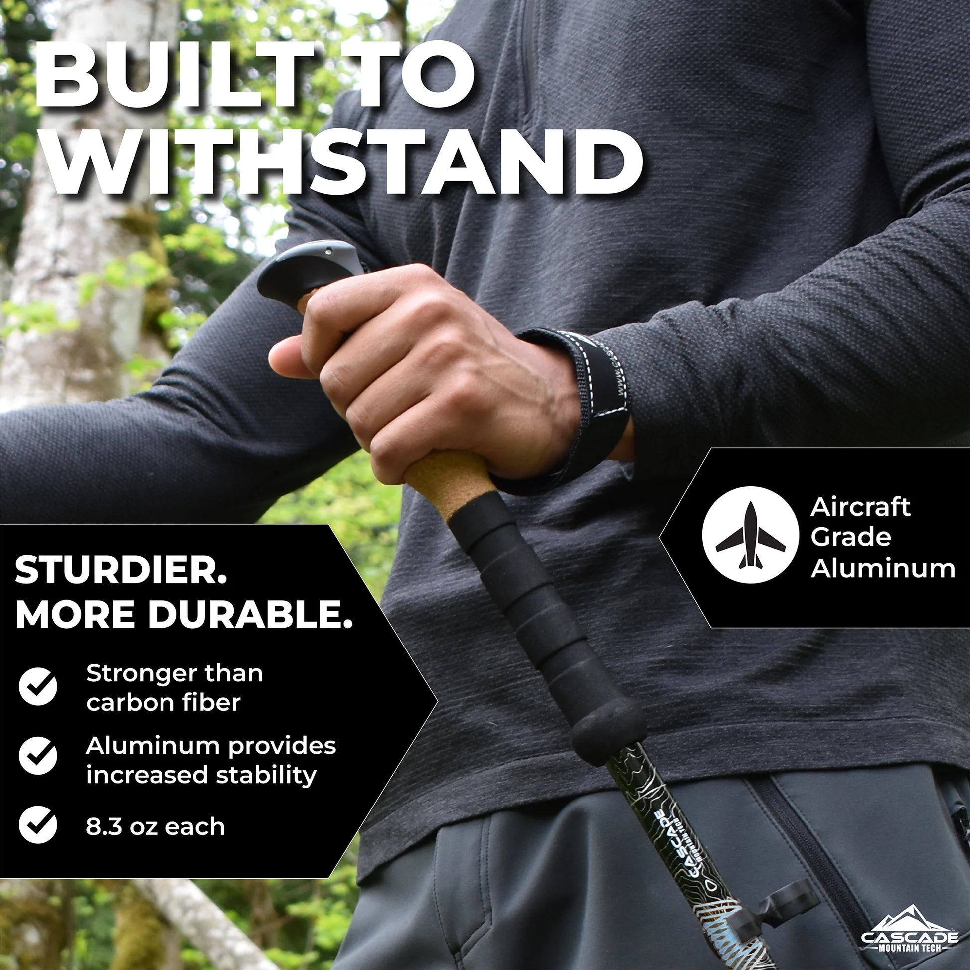 Aircraft-Grade Aluminum Quick Lock Trekking Poles with Cork Grip