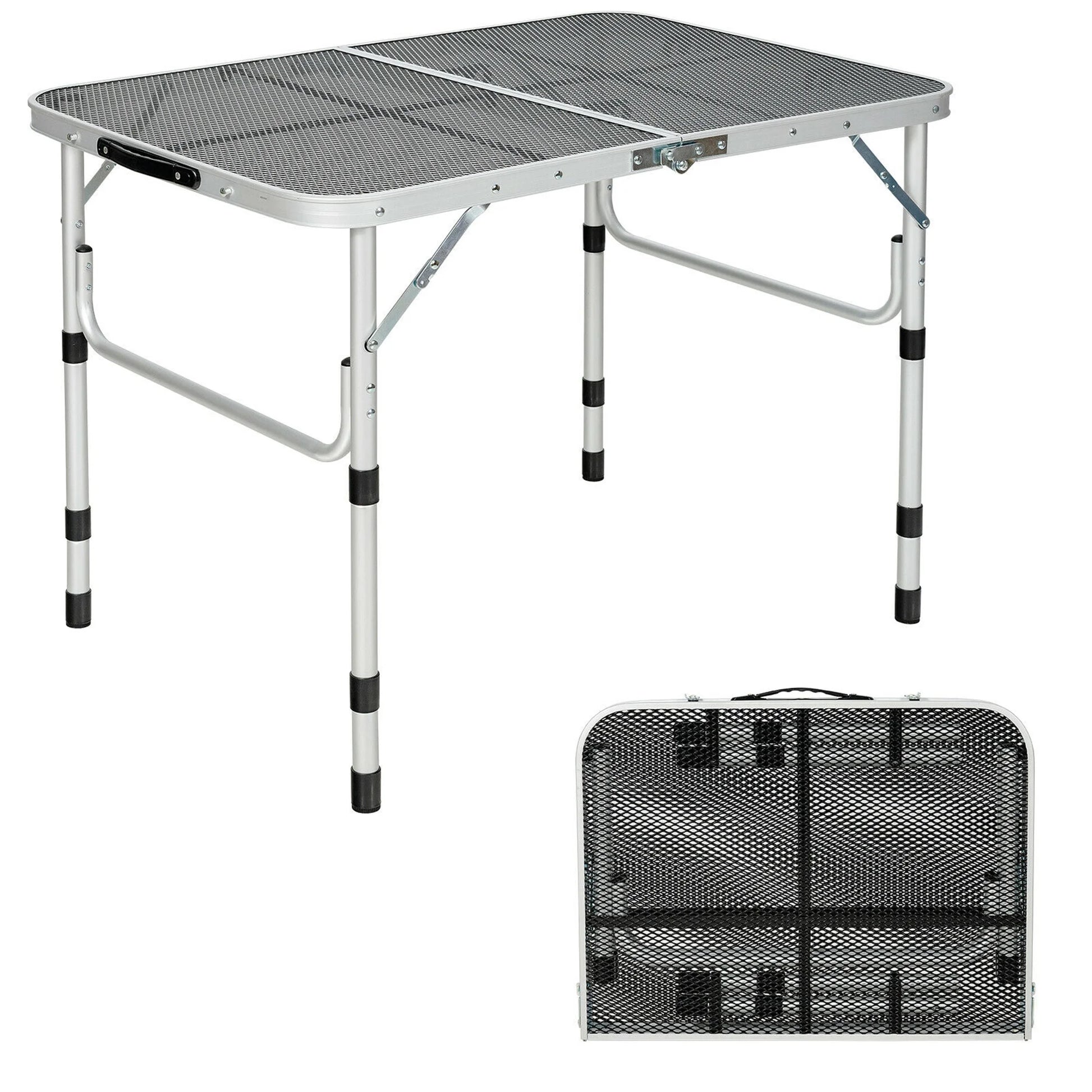 Folding Grill Table for Camping Lightweight Aluminum Metal Grill Stand Table