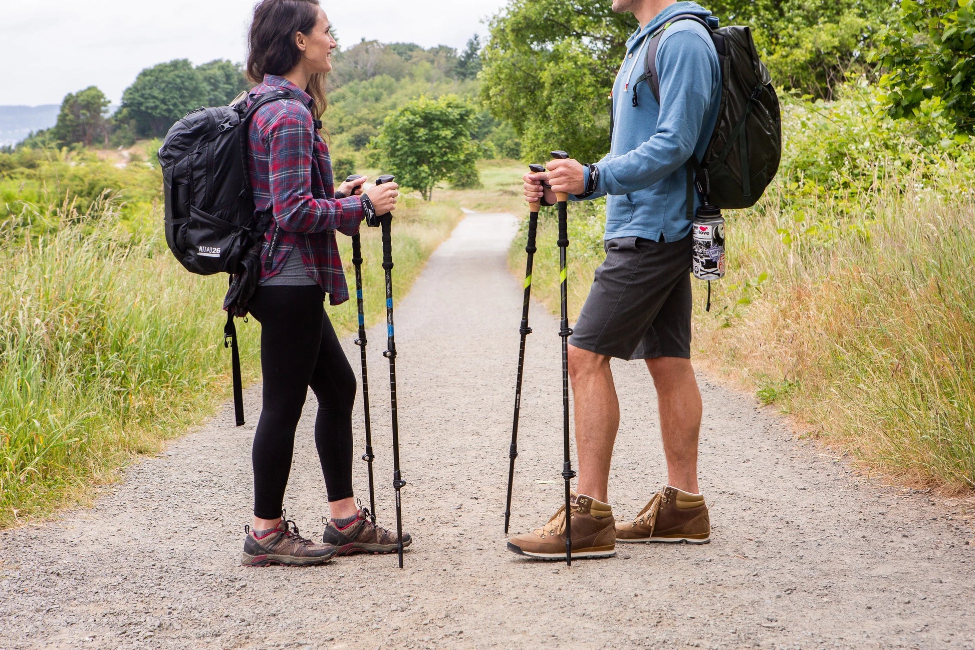 Carbon Fiber Quick Lock Cork Grip Trekking Poles - Length 26" to 54"