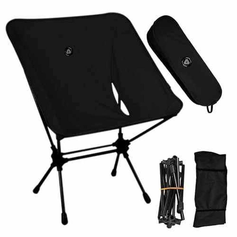 Low Back Ultralight Folding Camping Chairs with Storage Pouch - Black