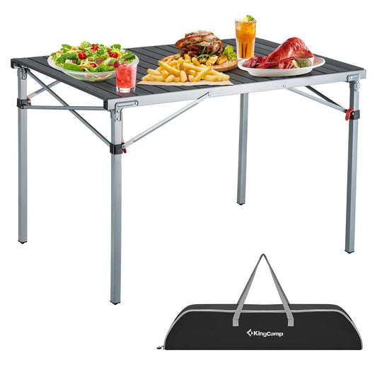 Folding Camping Table Clearance Aluminum Roll up Table for 4-6 Person Outdoor Indoor 42.1" × 27.6 " Silver