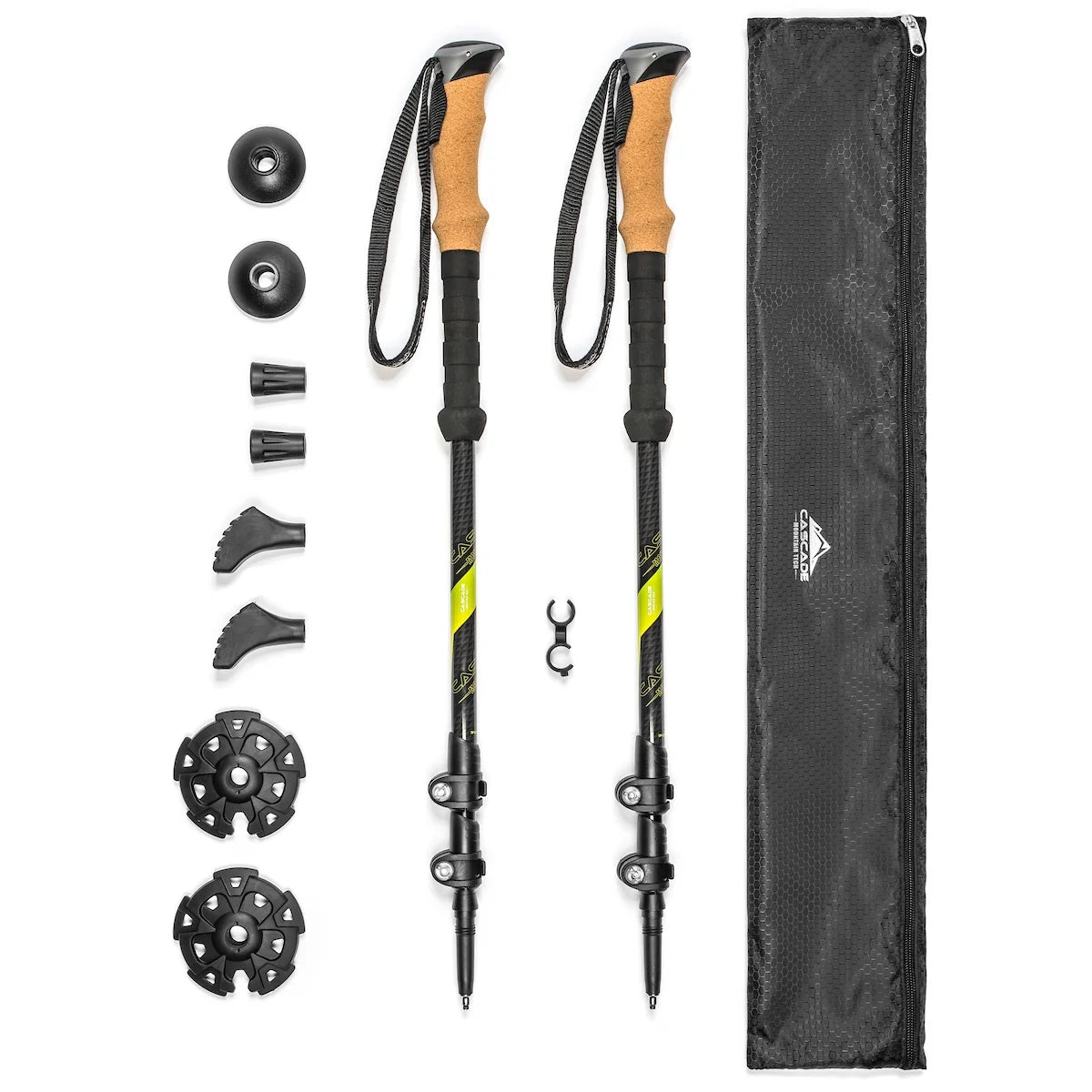 Carbon Fiber Quick Lock Cork Grip Trekking Poles - Length 26" to 54"