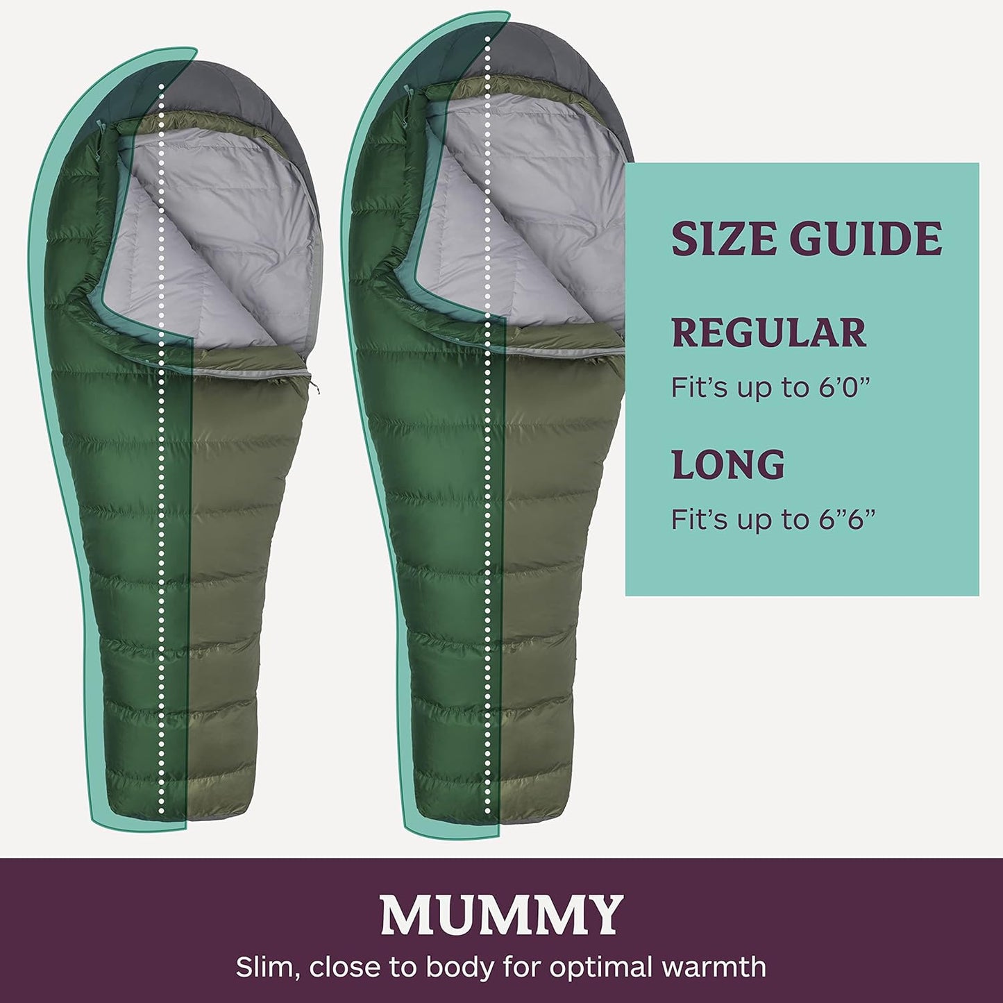 Ironwood Mummy Sleeping Bag - 650 Fill Down, Lightweight, 30-Degree Rating, Bomber Green/Steel Onyx, Regular